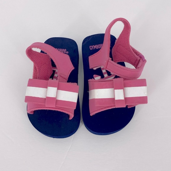Gymboree Infant Baby Girl Soft Pink and Navy Sandals Size 3 to 4 - Picture 1 of 6